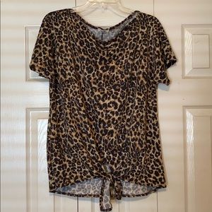 Cheetah print front knot blouse